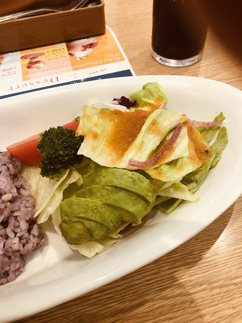 彩り野菜と黒米ごはんのデミハンバーグプレート